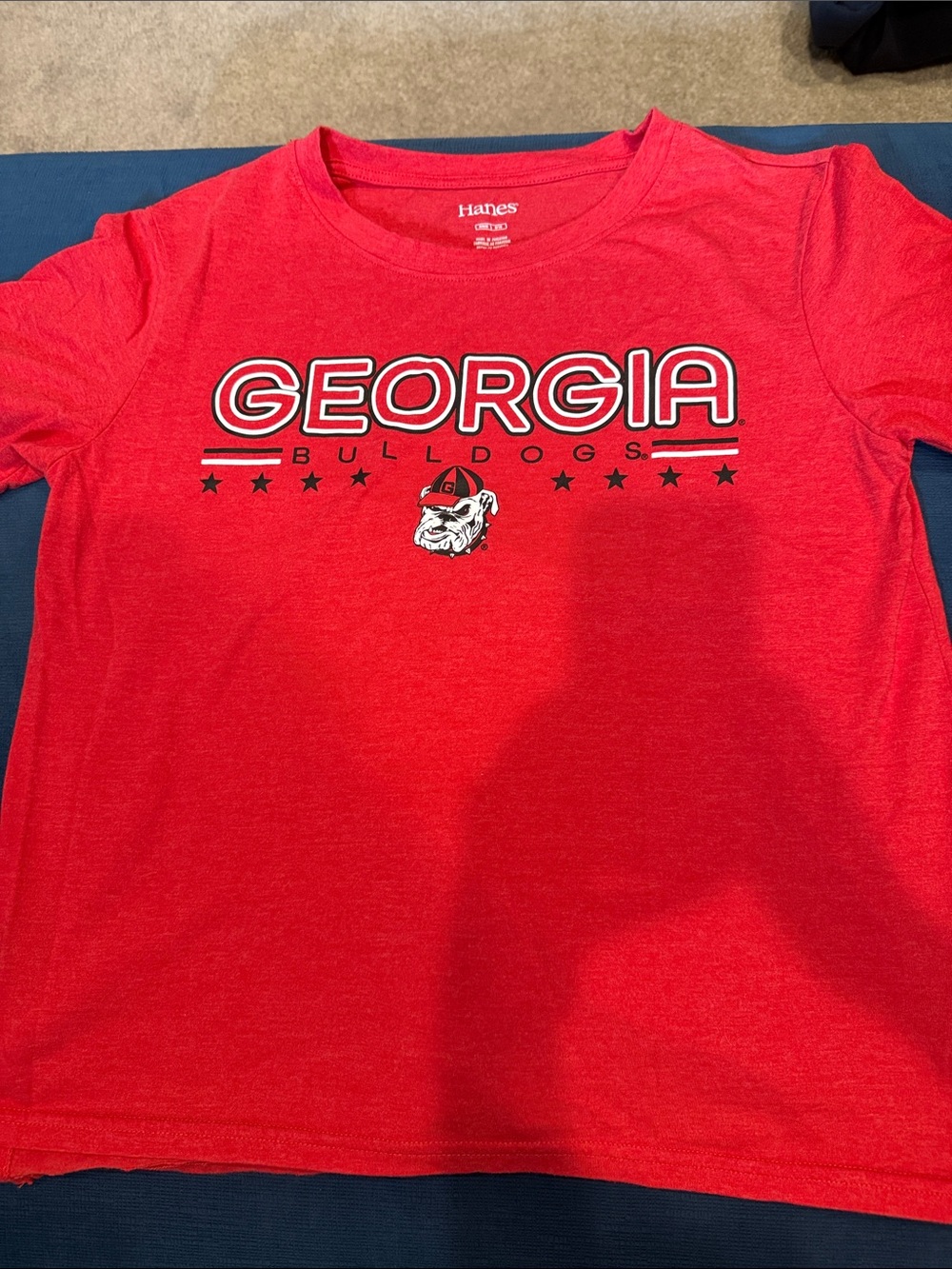 Hanes womens Georgia Bulldogs Red Graphic Tee